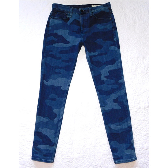 Rag & Bone Jeans Womens 28 Blue Camo Cate Mid Rise Ankle Skinny Denim NWT - Picture 1 of 15